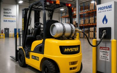 Secure forklift gas supply for uninterrupted warehouse operations.